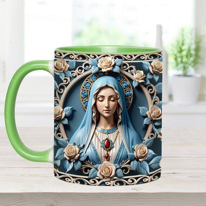 Mother Of God Rosette Wreath Emblem - Personalized Christian Accent Mug