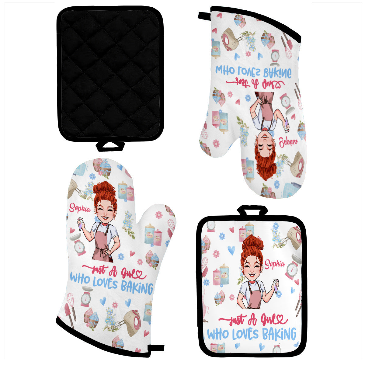 Just A Girl Who Loves Baking - Personalized Baking Oven Mitts & Pot Holder Set