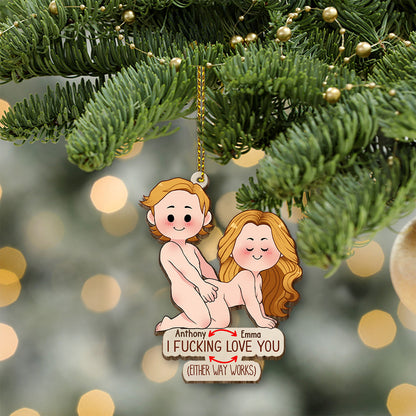 I Love You - gift for husband, wife, boyfriend, girlfriend - Personalized Wooden Card Pop Out Ornament