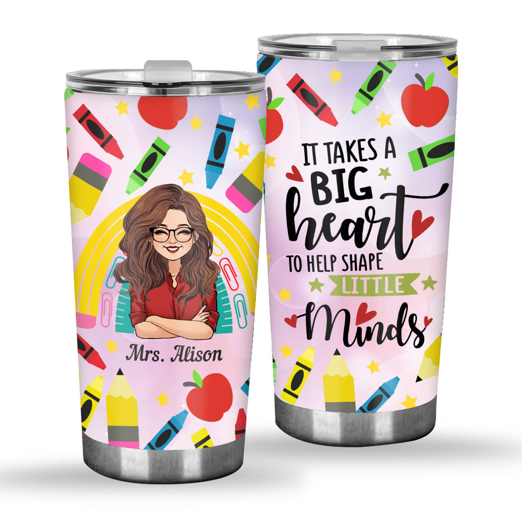 It Takes A Big Heart - Personalized Teacher Tumbler