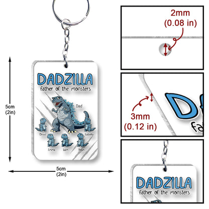 Dadzilla Father Of Monsters - Personalized Father Transparent Keychain