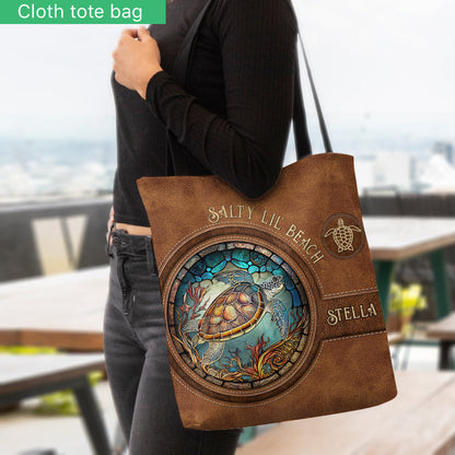 Stained Glass Turtle - Personalized Turtle Tote Bag
