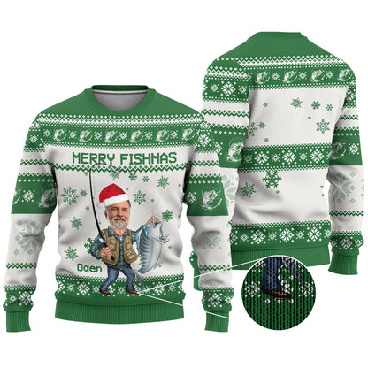 Merry Fishmas - Personalized Fishing Ugly Sweater