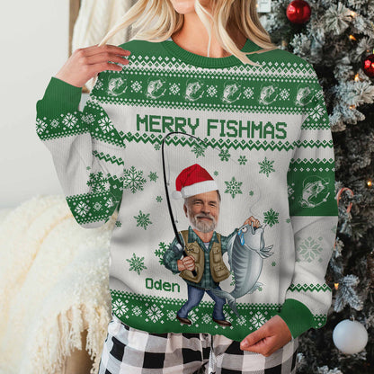 Merry Fishmas - Personalized Fishing Ugly Sweater