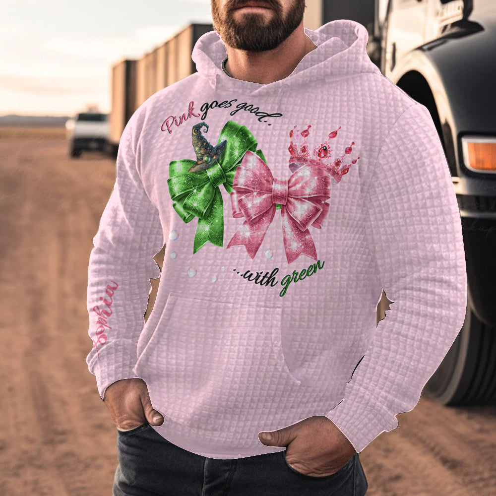 Pink Green Witch - Personalized Waffle Hoodie