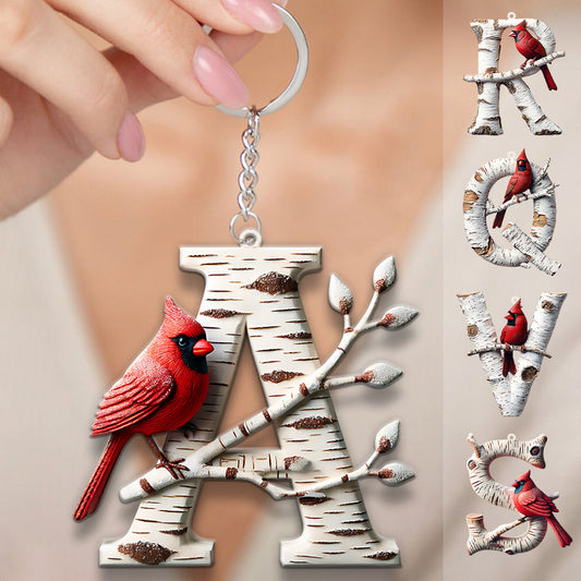 Cardinal Letter - Personalized Memorial Keychain