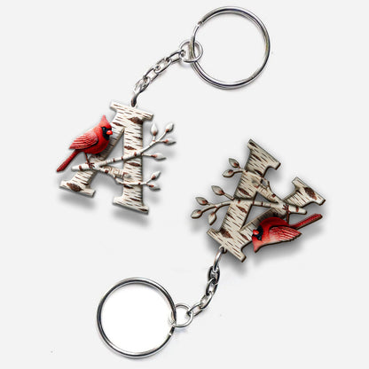 Cardinal Letter - Personalized Memorial Keychain