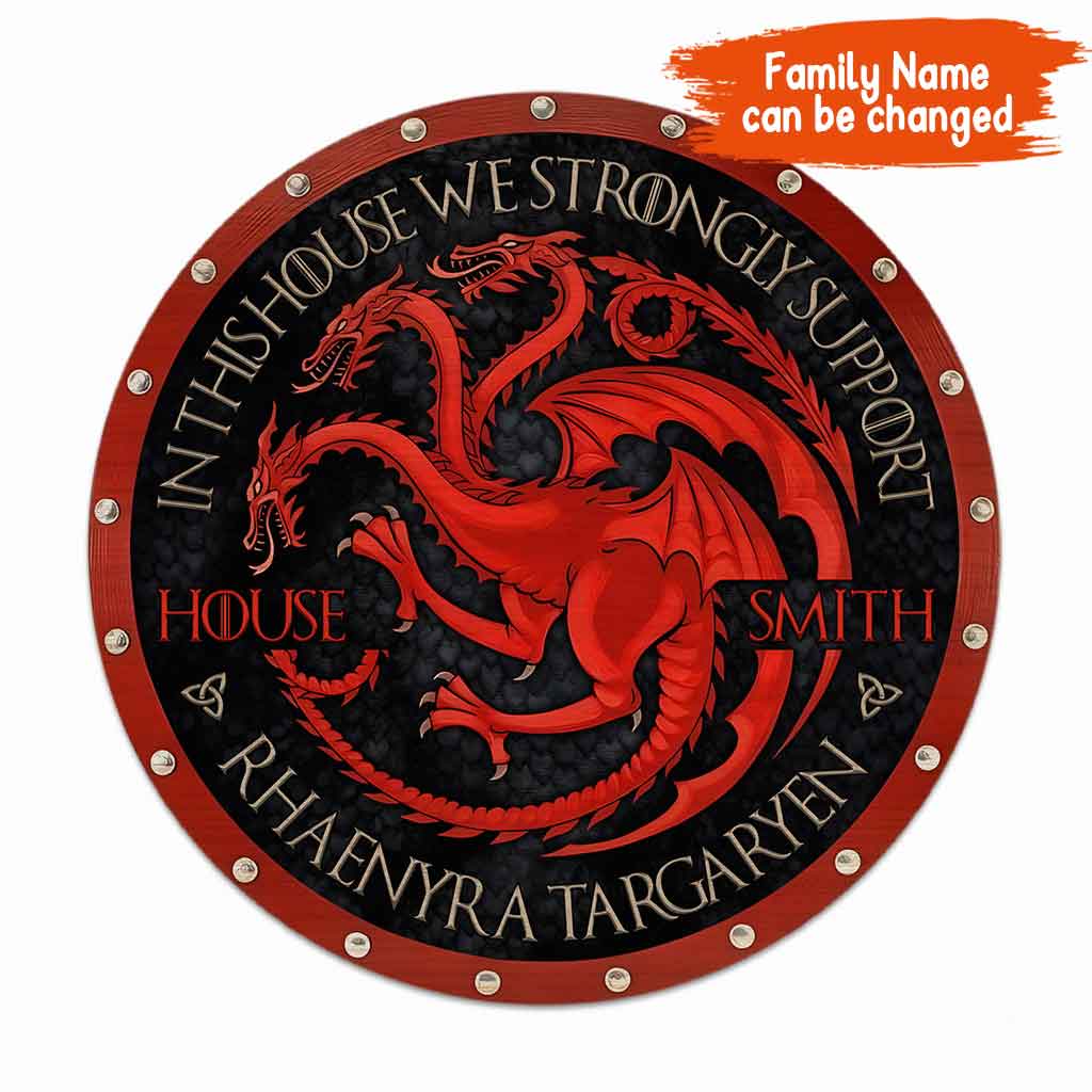 Team Black - Personalized Thrones Game Round Wood Sign