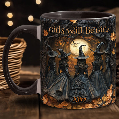 Girls Will Be Girls - Personalized Witch Accent Mug