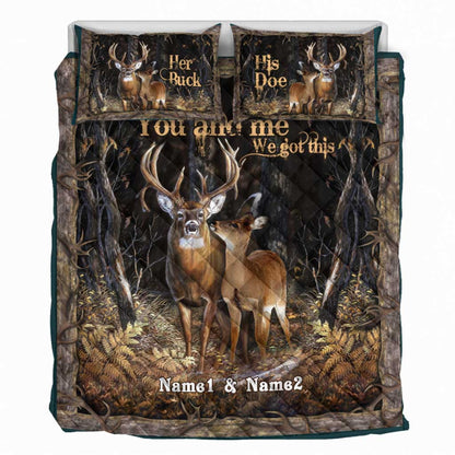 You And Me - Hunting Personalized Quilt Bed Set