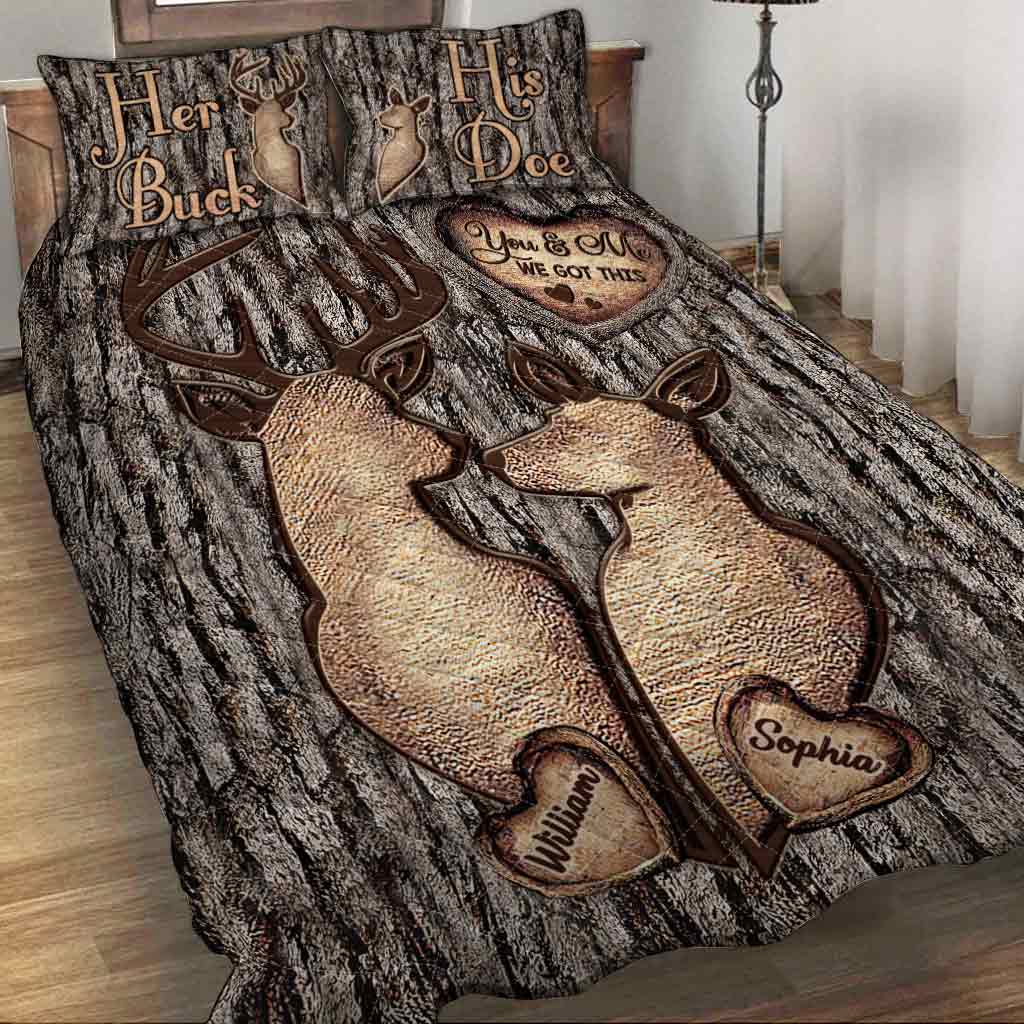 Hunting Couple - Personalized Hunting Quilt Set