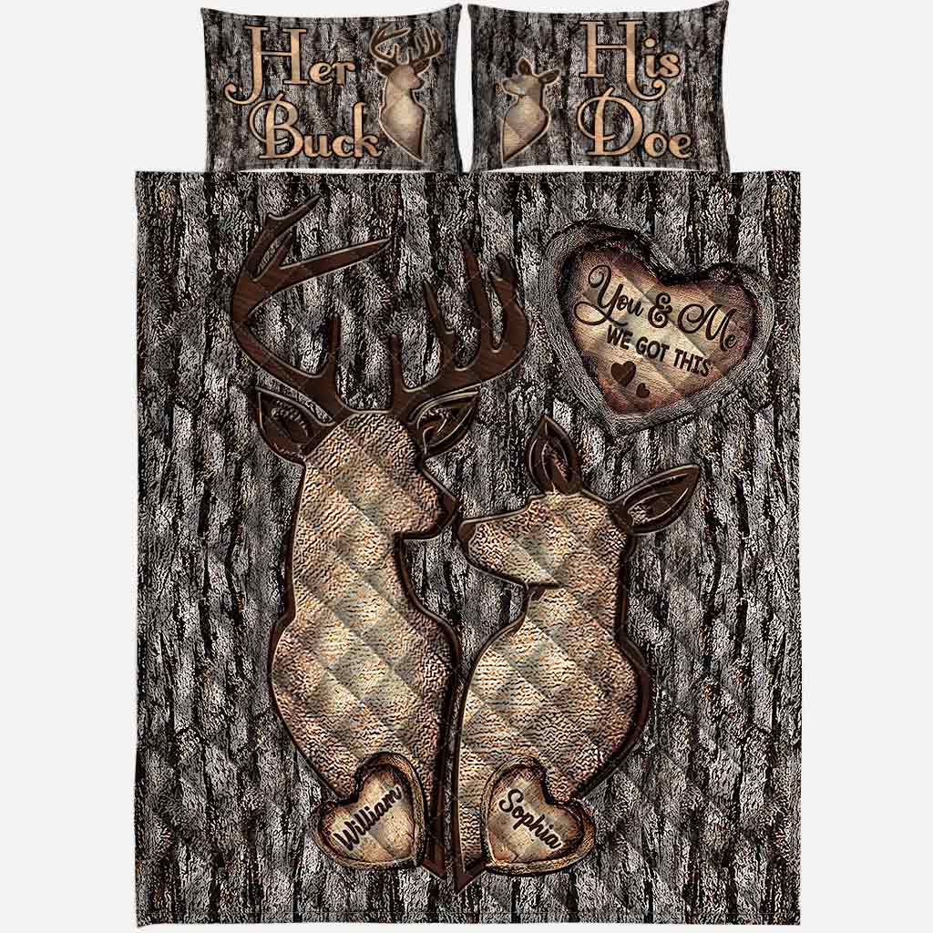Hunting Couple - Personalized Hunting Quilt Set