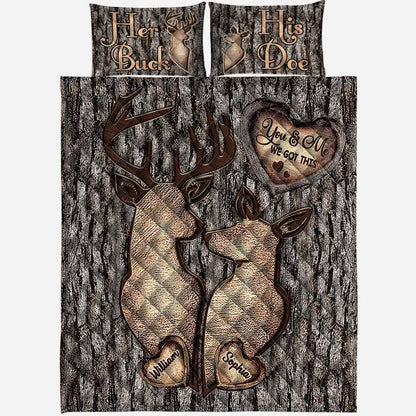 Hunting Couple - Personalized Hunting Quilt Set