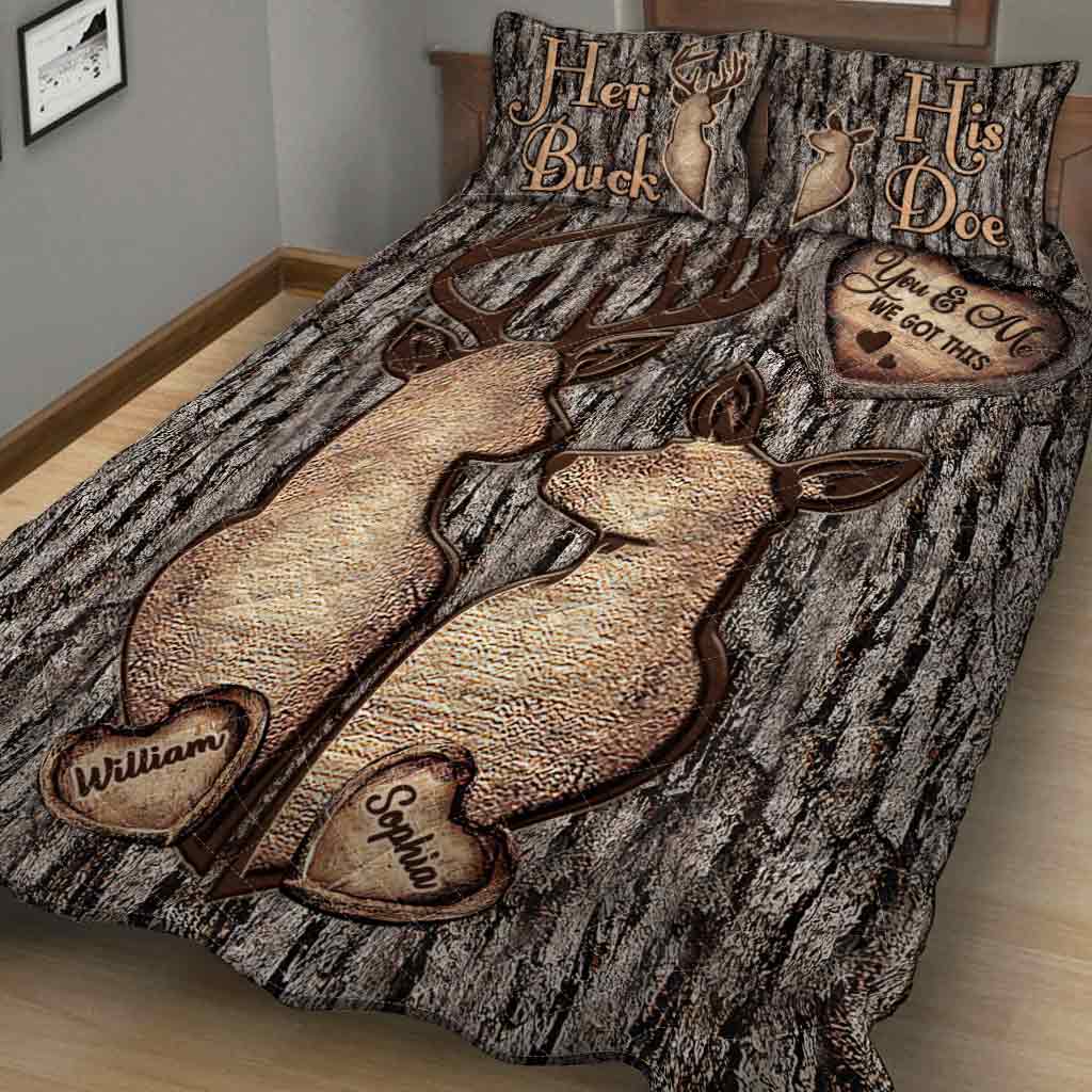 Hunting Couple - Personalized Hunting Quilt Set