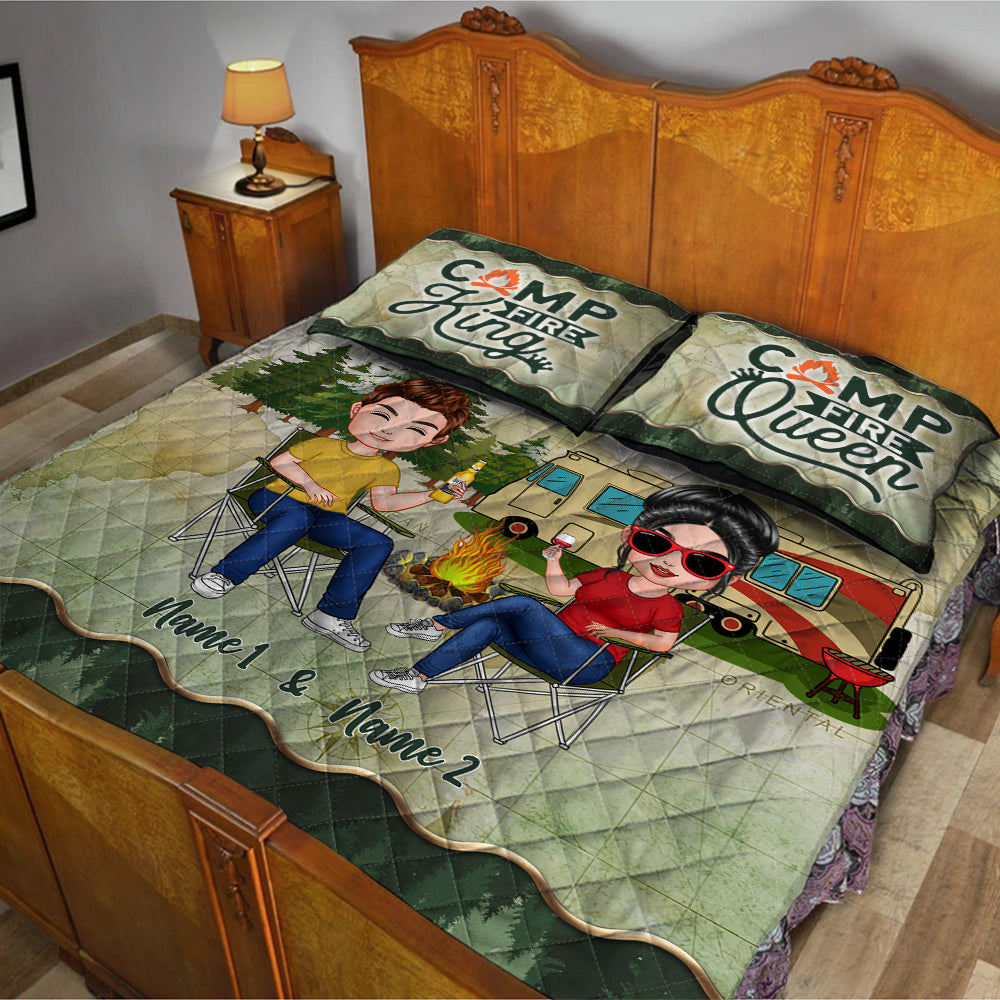 Camping Partners For Life - Personalized Couple Camping Quilt Set
