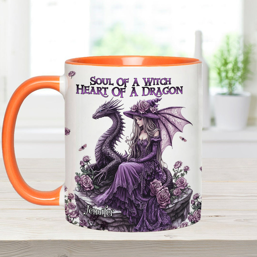 Soul Of A Witch Heart Of A Dragon - Personalized Witch Accent Mug