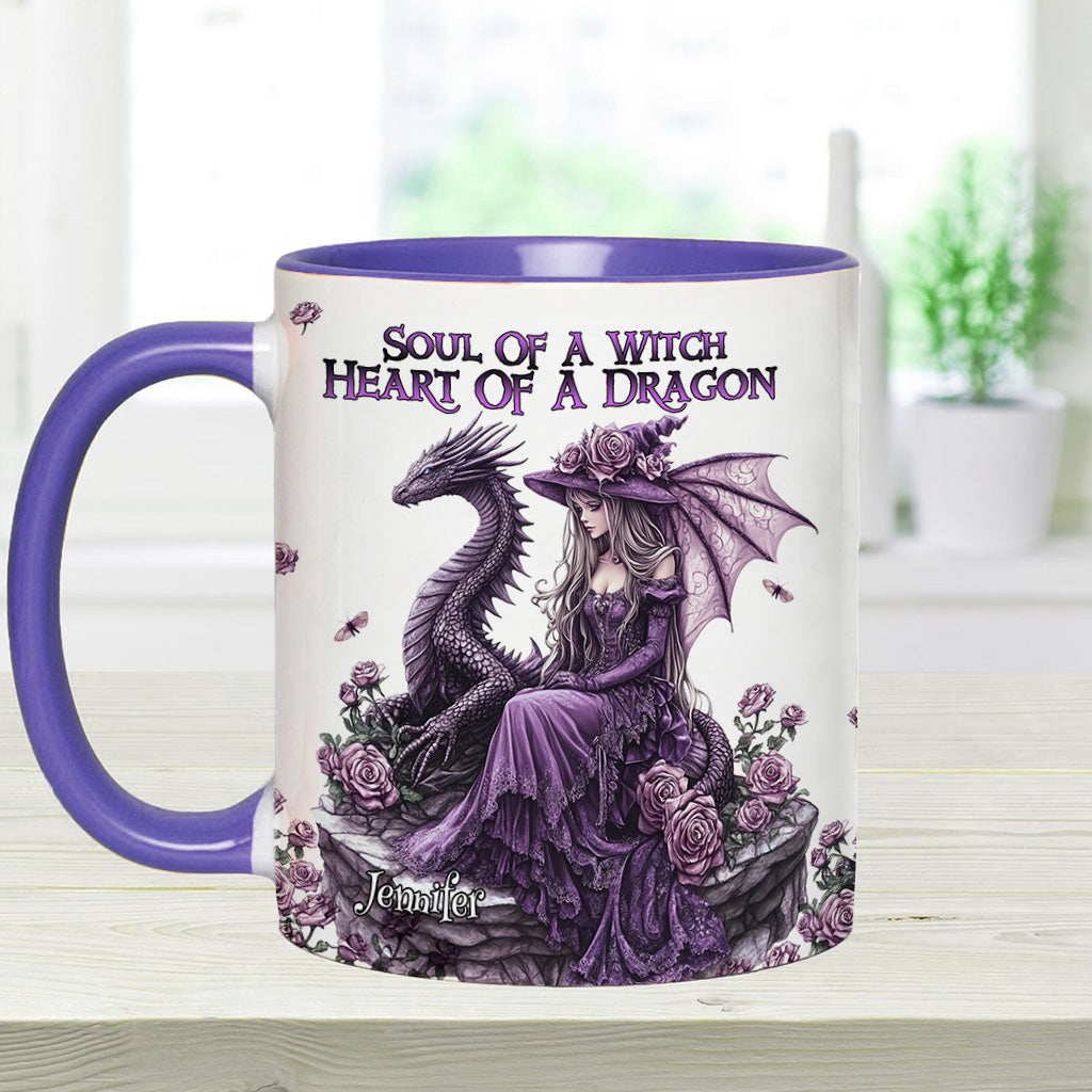 Soul Of A Witch Heart Of A Dragon - Personalized Witch Accent Mug