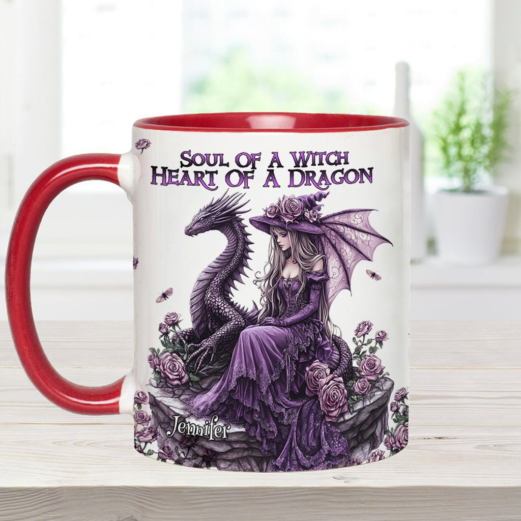 Soul Of A Witch Heart Of A Dragon - Personalized Witch Accent Mug