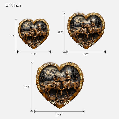 God Blessed The Broken Road That Led Me Straight To You - Personalized Country Girl Custom Shaped Wood Sign