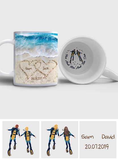 You And Me And The Sea - Personalized Scuba Diving Hidden Message Mug