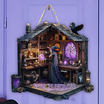 Mysterious Witch Room - Personalized Witch Custom Shaped Wood Sign