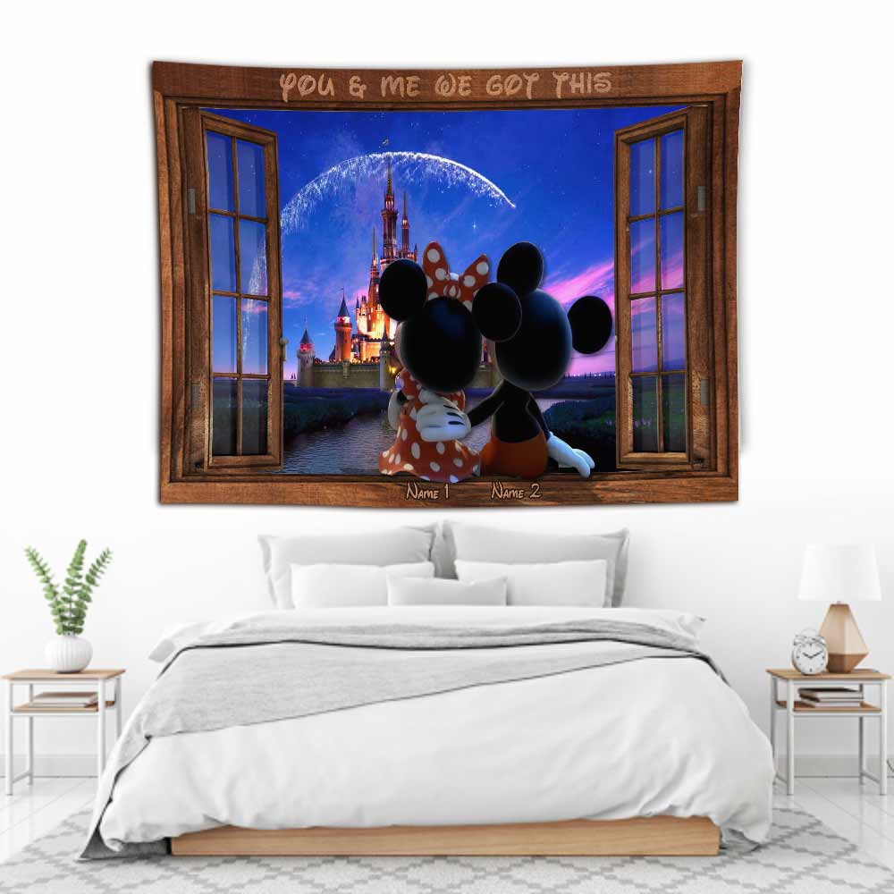 You And Me We Got This Mouse Ears - Personalized Couple Mouse Wall Tapestry