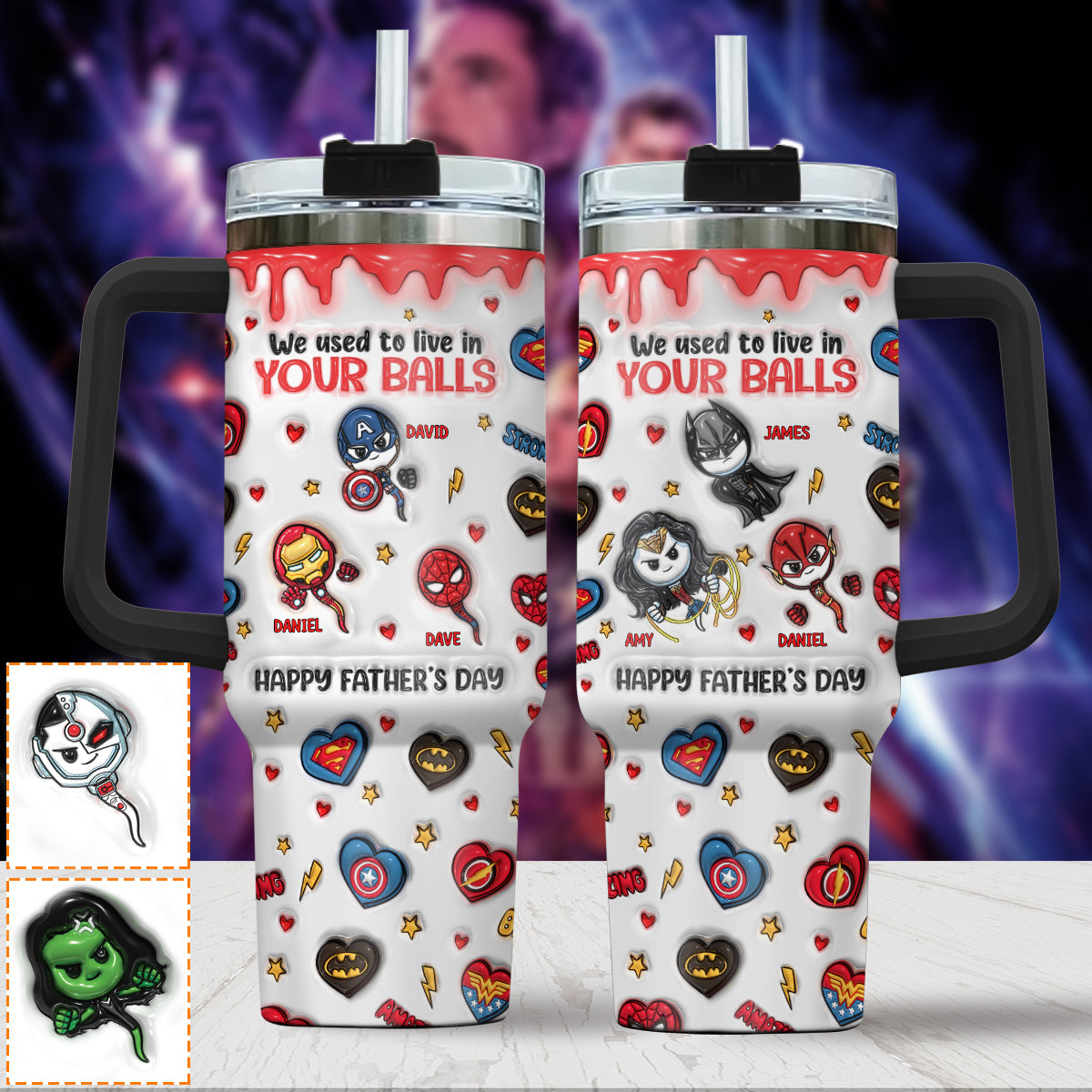 Happy Father's Day - Personalized Marvelous Universe Tumbler With Handle
