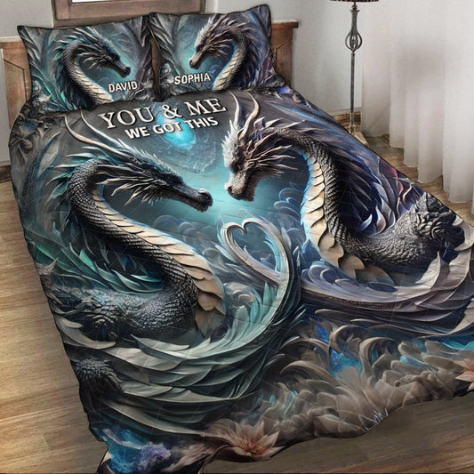 You & Me We Got This - Personalized Dragon Quilt Set