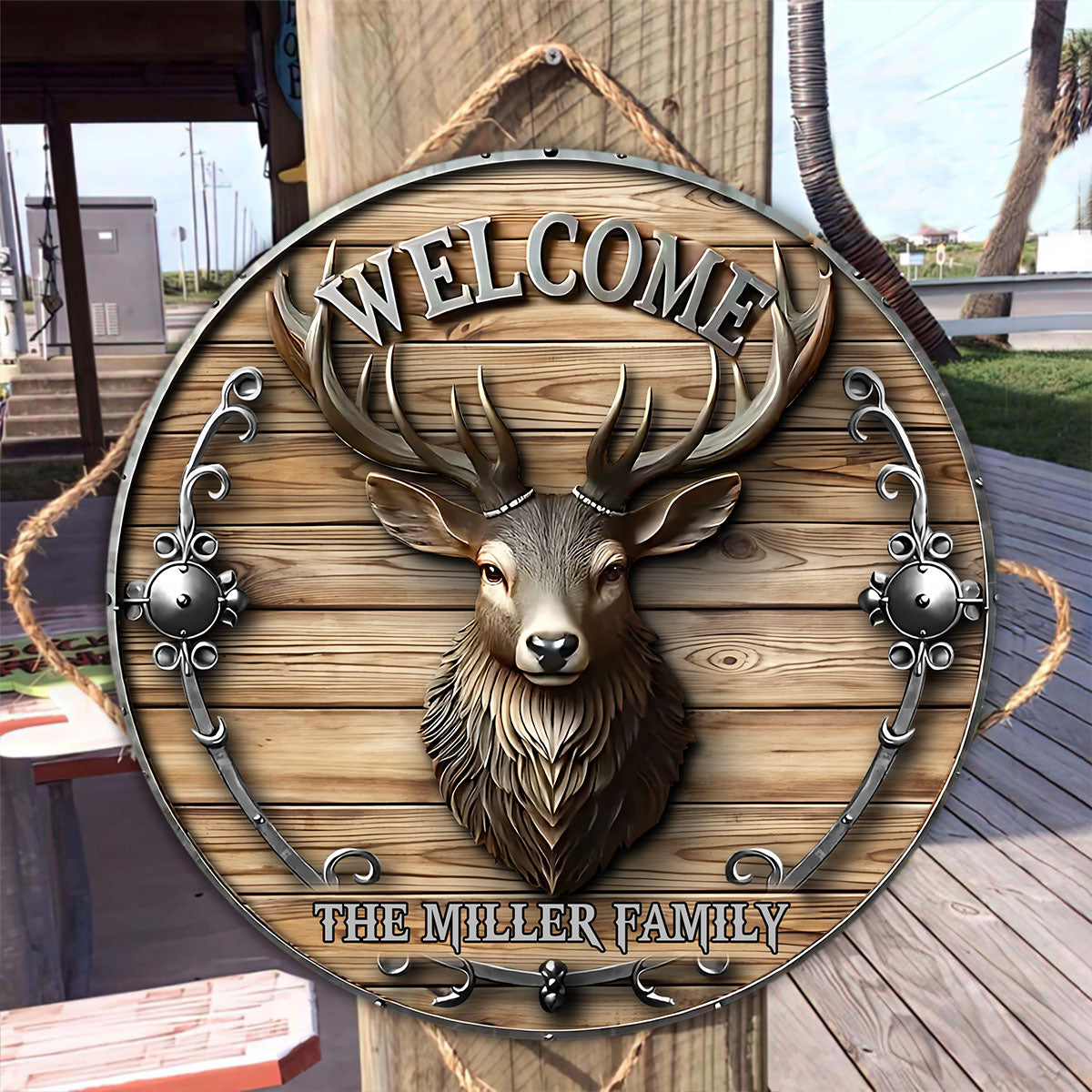 Love Hunting - Personalized Hunting Round Wood Sign