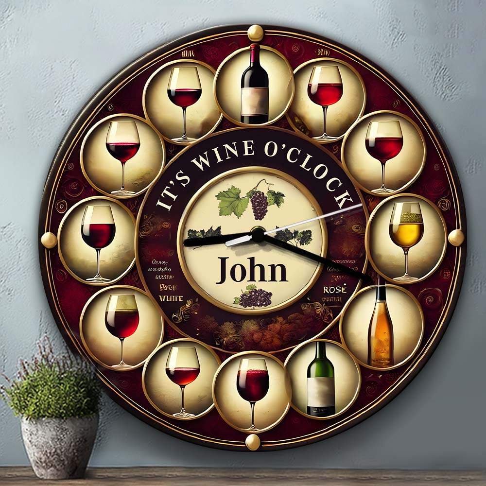 It's Wine O'clock - Personalized Wine Wall Clock