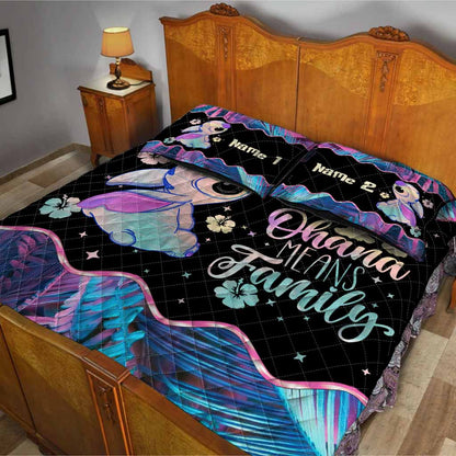 Ohana Means Family - Personalized Ohana Quilt Set