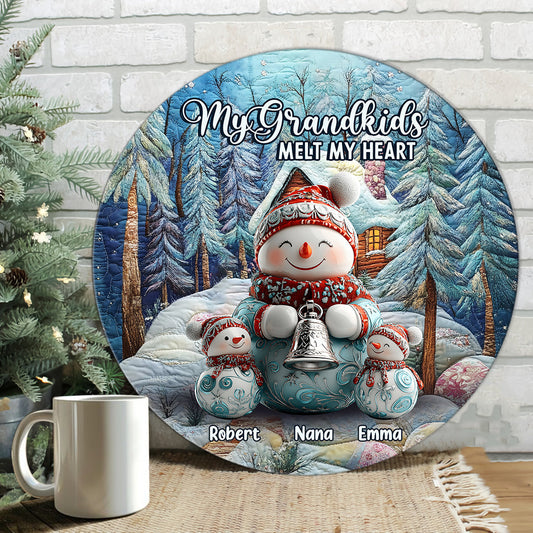 Merry Christmas - Personalized Grandma Round Wood Sign