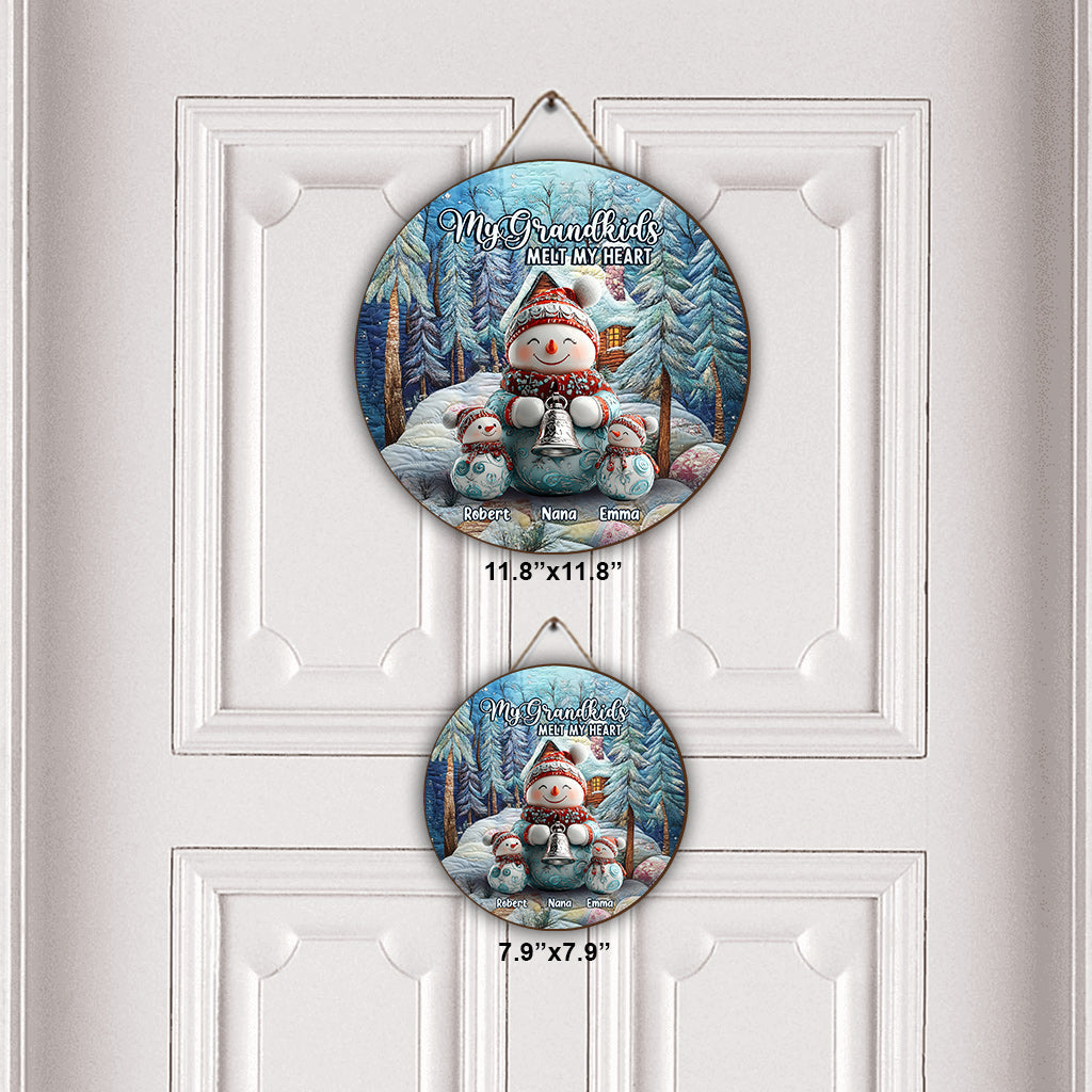 Merry Christmas - Personalized Grandma Round Wood Sign