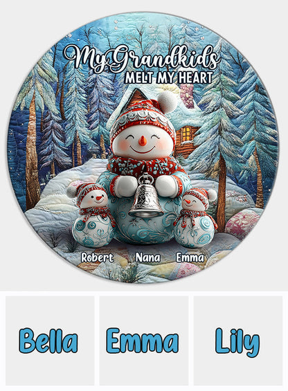 Merry Christmas - Personalized Grandma Round Wood Sign