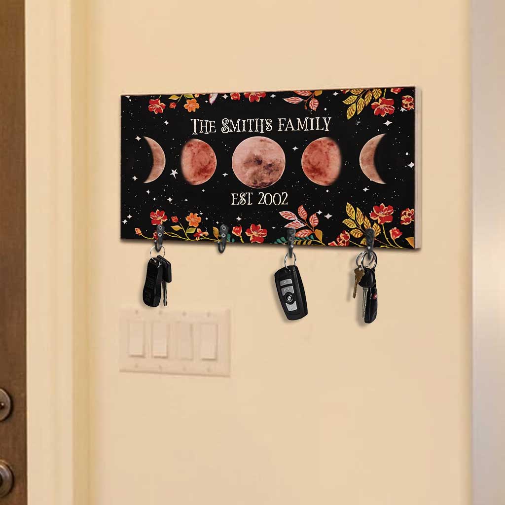 Moon Phase Floral - Personalized Witch Key Rack