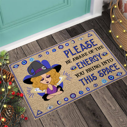 Please Be Aware - Personalized Witch Doormat