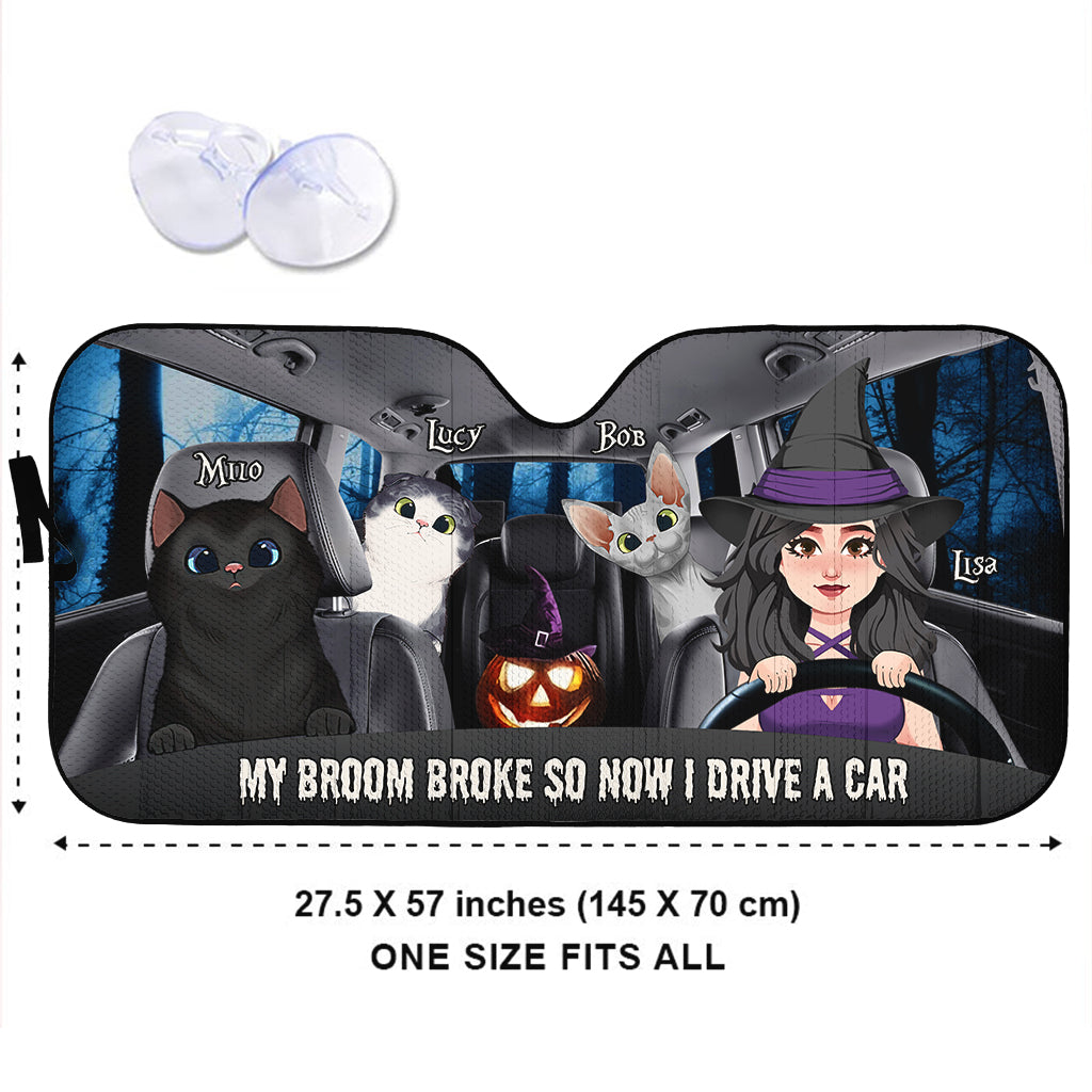 My Broom Broke - Personalized Witch Car Sunshade