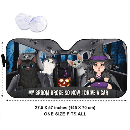 My Broom Broke - Personalized Witch Car Sunshade