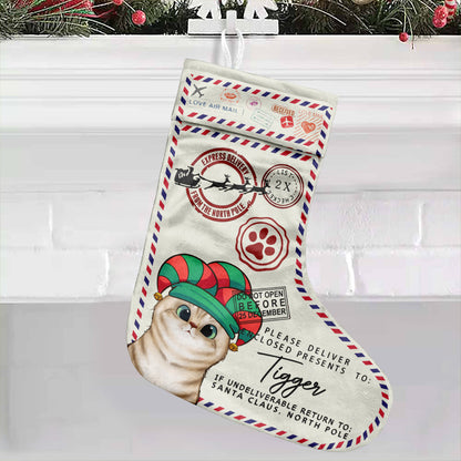 North Pole Express Santa Delivery - Personalized Cat Christmas Stockings
