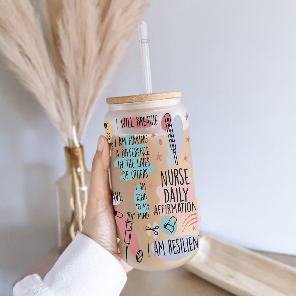 Nurse Daily Affirmation - Personalized Nurse Can Glass
