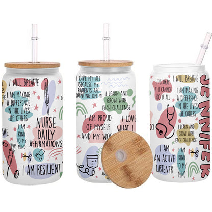 Nurse Daily Affirmation - Personalized Nurse Can Glass