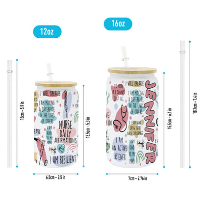 Nurse Daily Affirmation - Personalized Nurse Can Glass