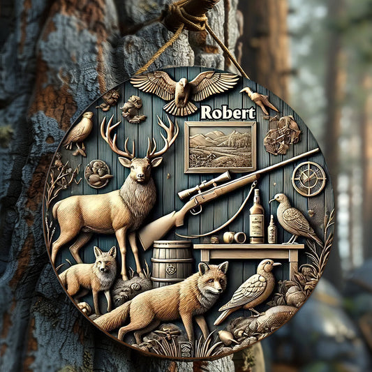 Best Hunter Ever - Personalized Hunting Round Wood Sign