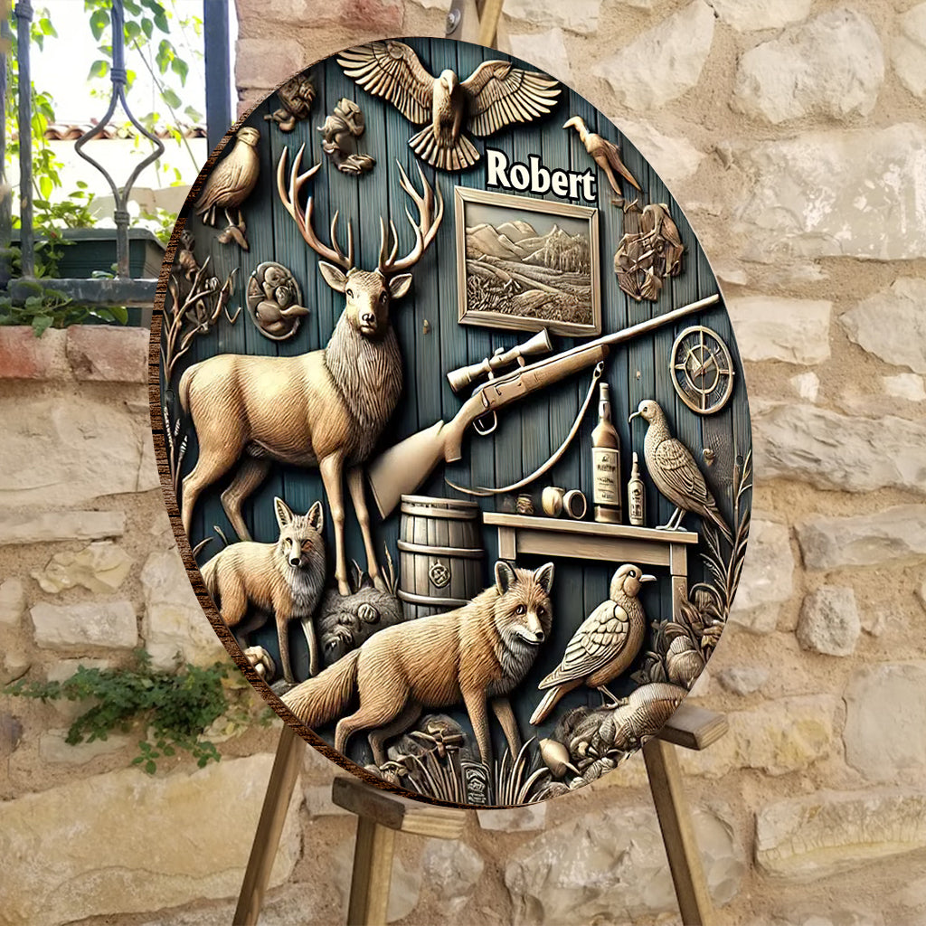 Best Hunter Ever - Personalized Hunting Round Wood Sign