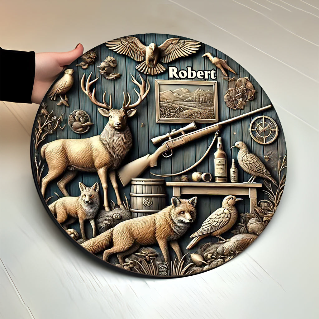 Best Hunter Ever - Personalized Hunting Round Wood Sign