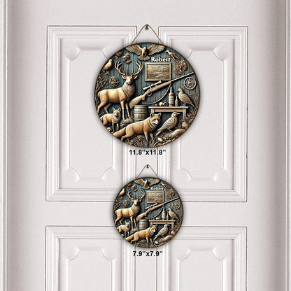 Best Hunter Ever - Personalized Hunting Round Wood Sign