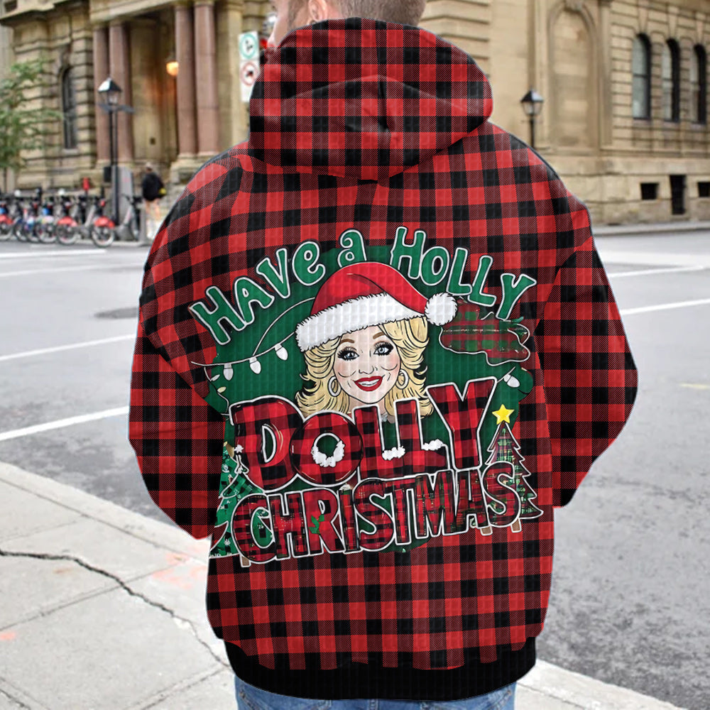 Have A Holly Dolly Christmas - Personalized Waffle Hoodie