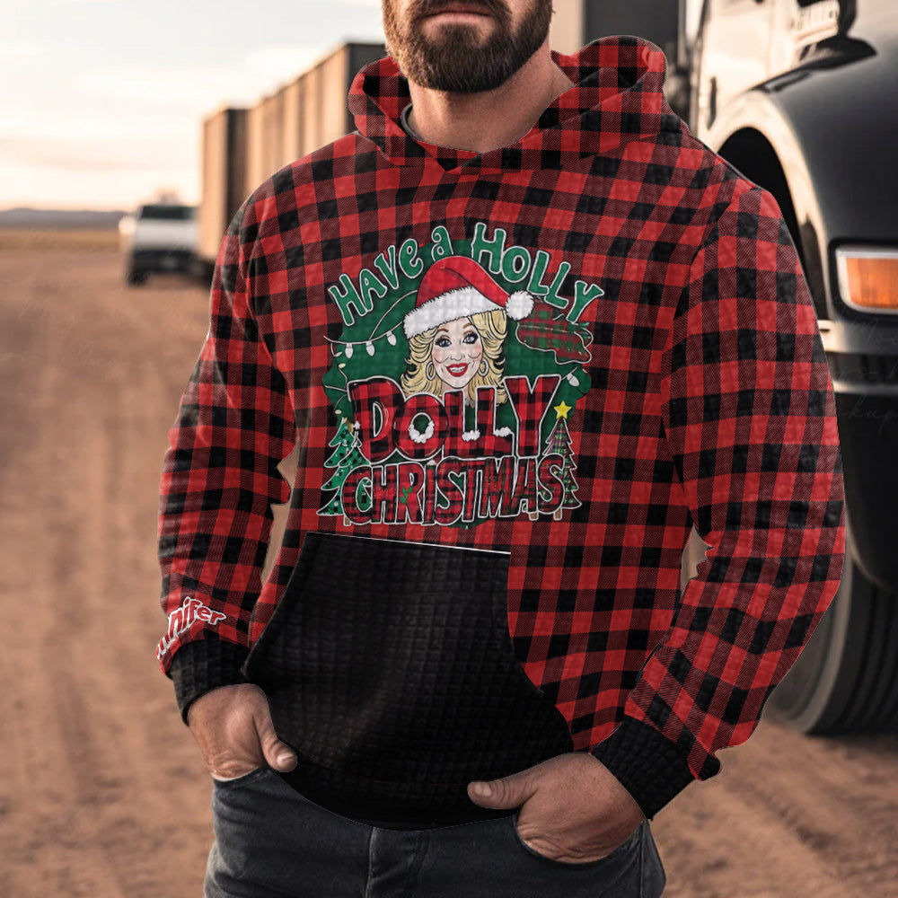 Have A Holly Dolly Christmas - Personalized Waffle Hoodie