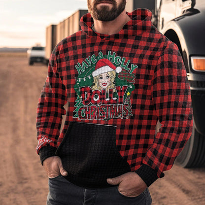 Have A Holly Dolly Christmas - Personalized Waffle Hoodie