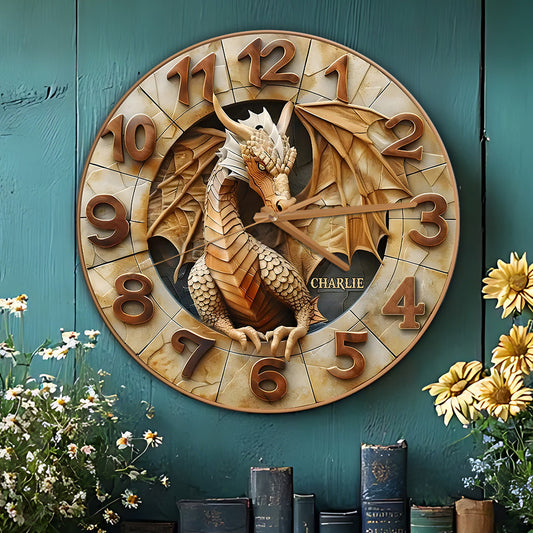 Golden Dragon - Personalized Dragon Wall Clock